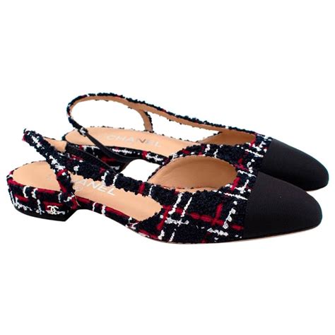 chanel tweed slingback flats|vintage Chanel slingback.